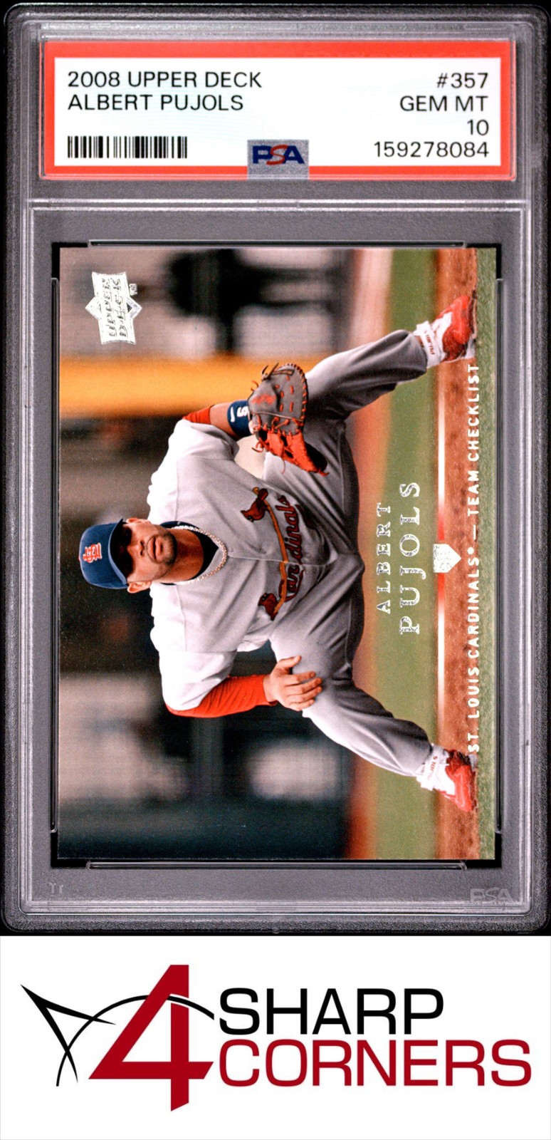2008 UPPER DECK #357 ALBERT PUJOLS CARDINALS PSA 10