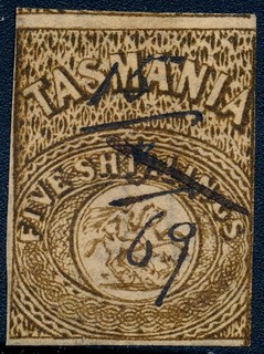 99c Start! Tasmania BF3 stamp used 1863 5/ brown used