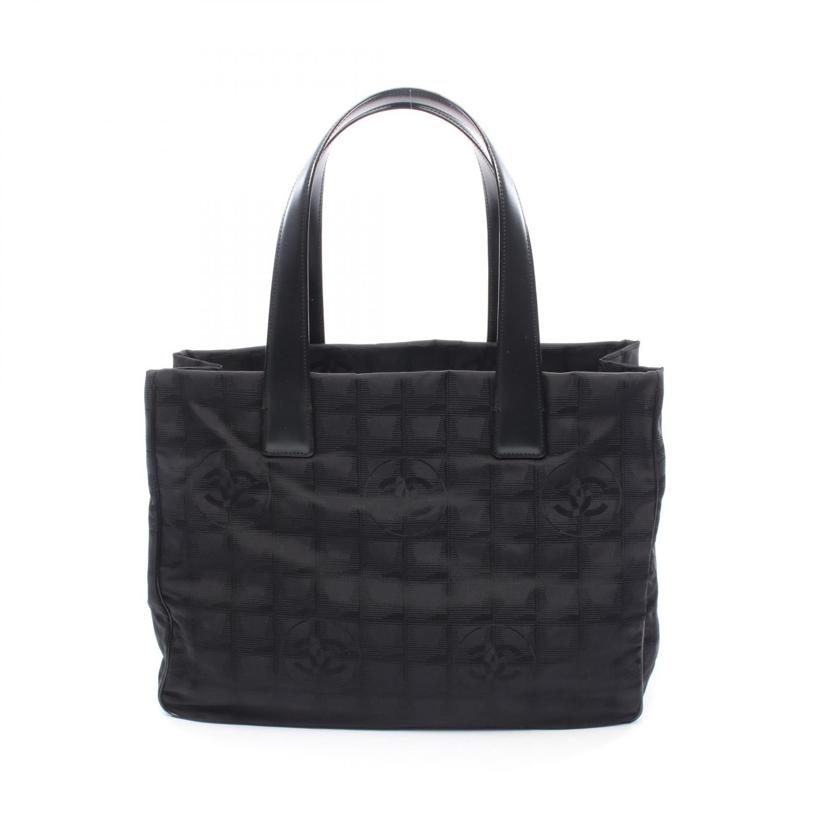 Chanel Black Leather Nylon Canvas Travel Tote Bag for Women