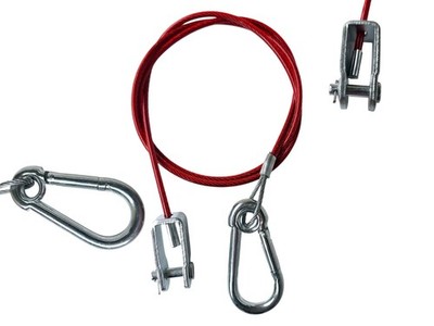 Anhänger Abreißseil 1m Sicherungsseil Fangseil Bremsseil Gabelkopf & Karabiner