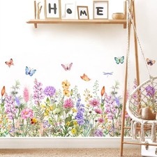 Floral Plants Grass Wall Stickers Colorful Butterfly Flower Wall 03-flower