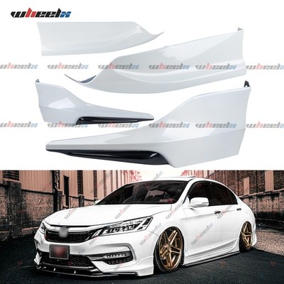 Glossy White Front Rear Bumper Lip Splitter Spoiler Side For 16-17 Accord Sedan