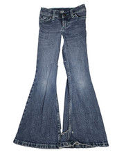 Wrangler Flare Jeans Girls Size 6 Slim Country Cowgirl Distressed Jeans Kids