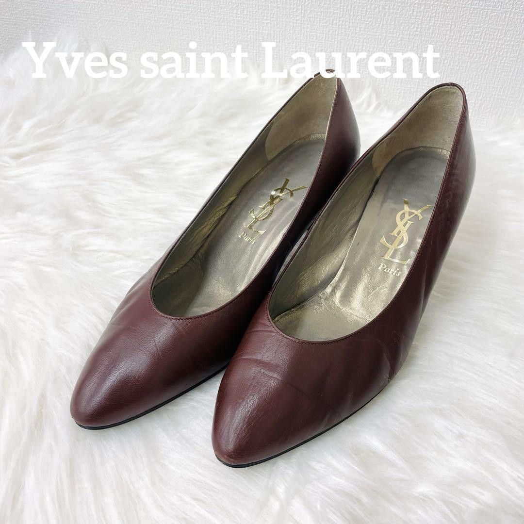 Decolte Saint Laurent tacco YSL EU36 5 US6 5 pelle marrone punta 09910a