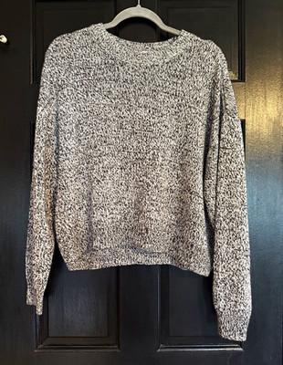 H&M Divided Knit Crewneck Pullover Sweater Long Sleeve Marled Gray/Black L
