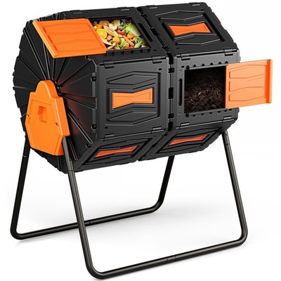 Mutaomay Compost Bin 45 Gal Composter Tumbler Rotating Outdoor with Duel Door
