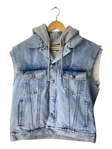 GUCCI Altro Gilet 46 Denim IDG 728964 Cappuccio