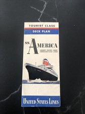 Rare Vintage Tourist Class Deck Plan For The SS America Circa 1950