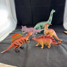 Large Dinosaurs Toy Lot 5 Stegosaurus Carnotaurus Apatosaurus Parasaurolophus