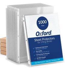 Oxford Sheet Protectors for 3 Ring Binder, Clear Page Protectors, 1000 Pack