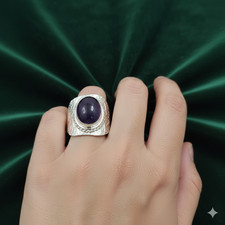 Sodalite Gemstone Band Ring Size 925 Sterling Silver