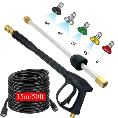 #ad #ad High Pressure 4000PSI Car Power Washer Gun Spray Wand Lance Nozzle 50ft Hose $35.99