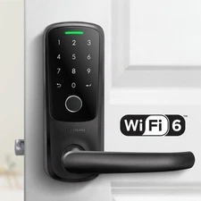 ULTRALOQ Latch 5 Smart Lock: Fingerprint, WiFi, Keypad, App - Keyless Entry, Bla