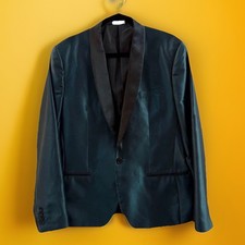 Men  s L Shimmering Dark Teal Las Vegas Tux/dinner Jacket-READ DESCRIPTION