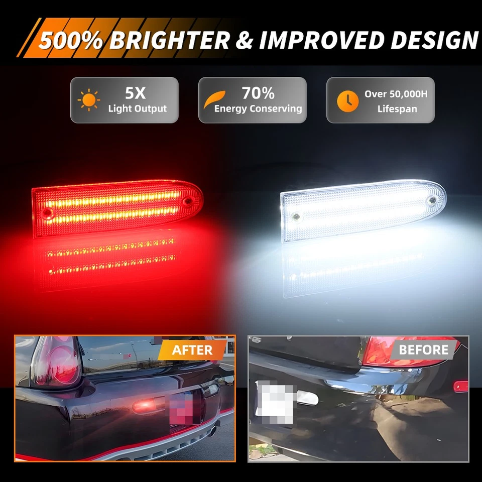 透明 LED 后保险杠红色尾部/白色备用灯适用于 2000 - 2009 G5 蒙特卡罗 — 第 2/4 张图片