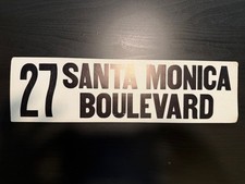 Vintage Cardboard Los Angeles Transit Bus Route Sign 18x5 27 Santa Monica Blvd