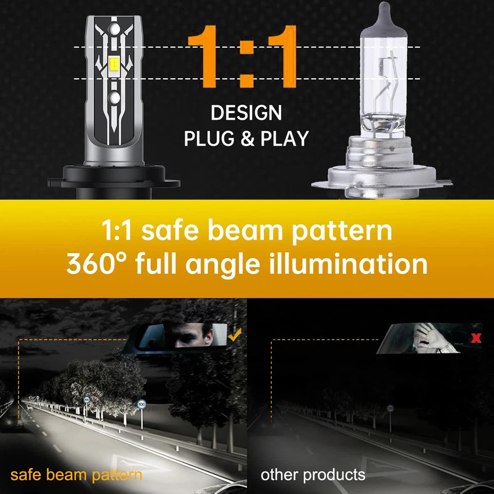 2x H7 LED Scheinwerfer Autos Scheinwerfer Nachrüstlampe Halogen Xenon Lampe - Bild 4 von 4