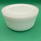 Vtg Federal Glass Milk Glass Round Refrigerator Dish With Glass Lid
