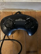 Sega Genesis Controller Original OEM Autenthic 6 Button MK-1653 Black - clean