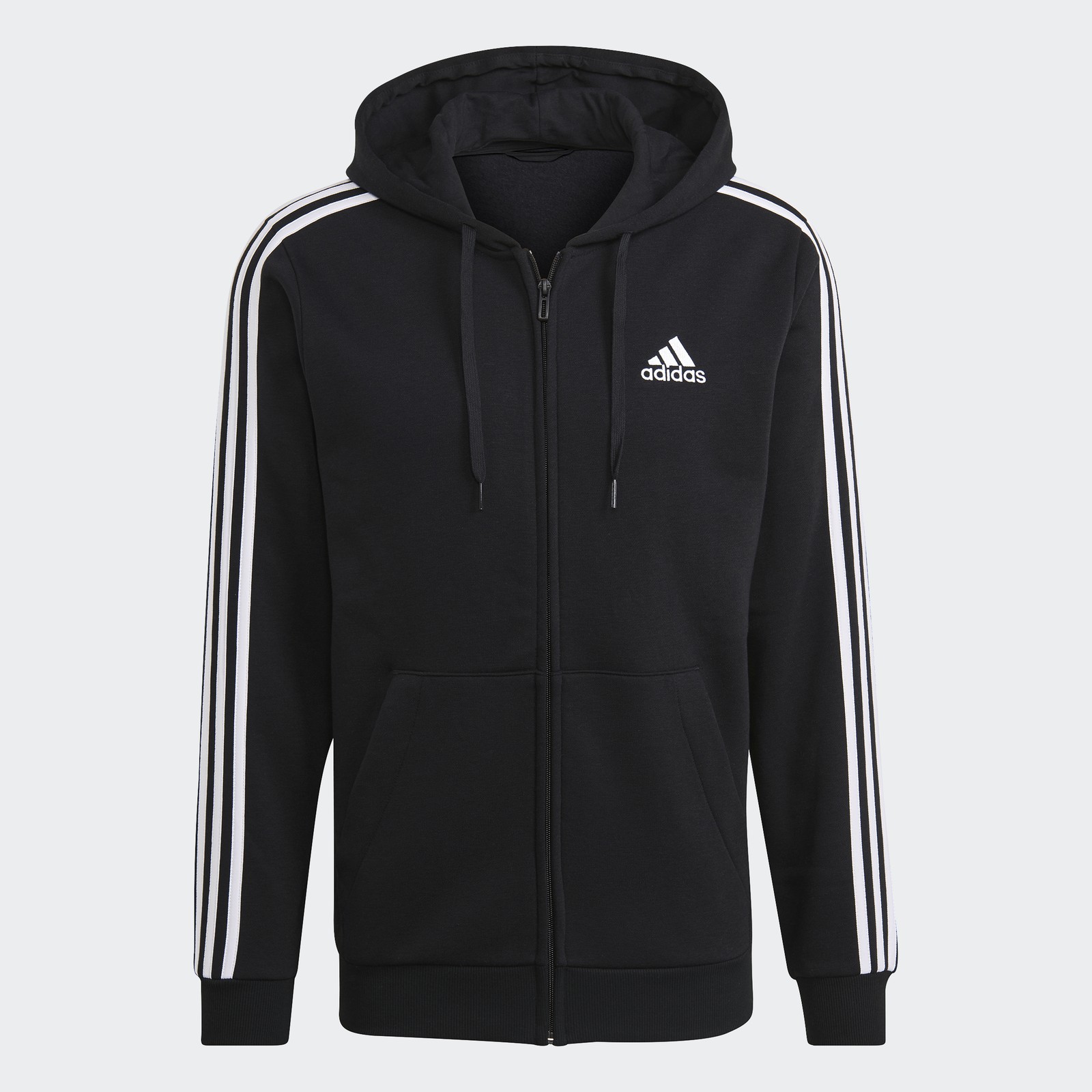 adidas men Essentials Fleece 3-Stripes Full-Zip Hoodie