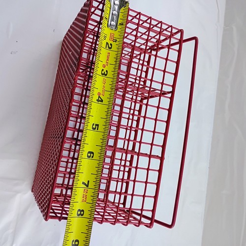 Cesta de alambre de metal de goma roja vintage con asas compartimento múltiple - Imagen 5 de 7