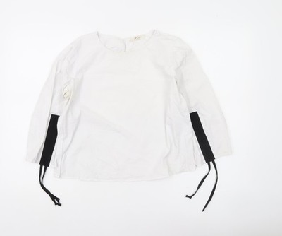 Esprit Damen Bluse weiß Langarm Rundhals Größe S
