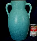 Roseville Pottery 12.5" Carnelian II Floor Vase 444 Blue Streaked Glaze Art Deco