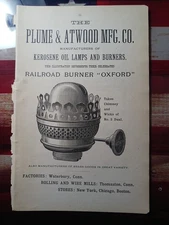 ~1898 Print Ad PLUME & ATWOOD KEROSENE LAMP BURNER Waterbury Thomaston CT Pics