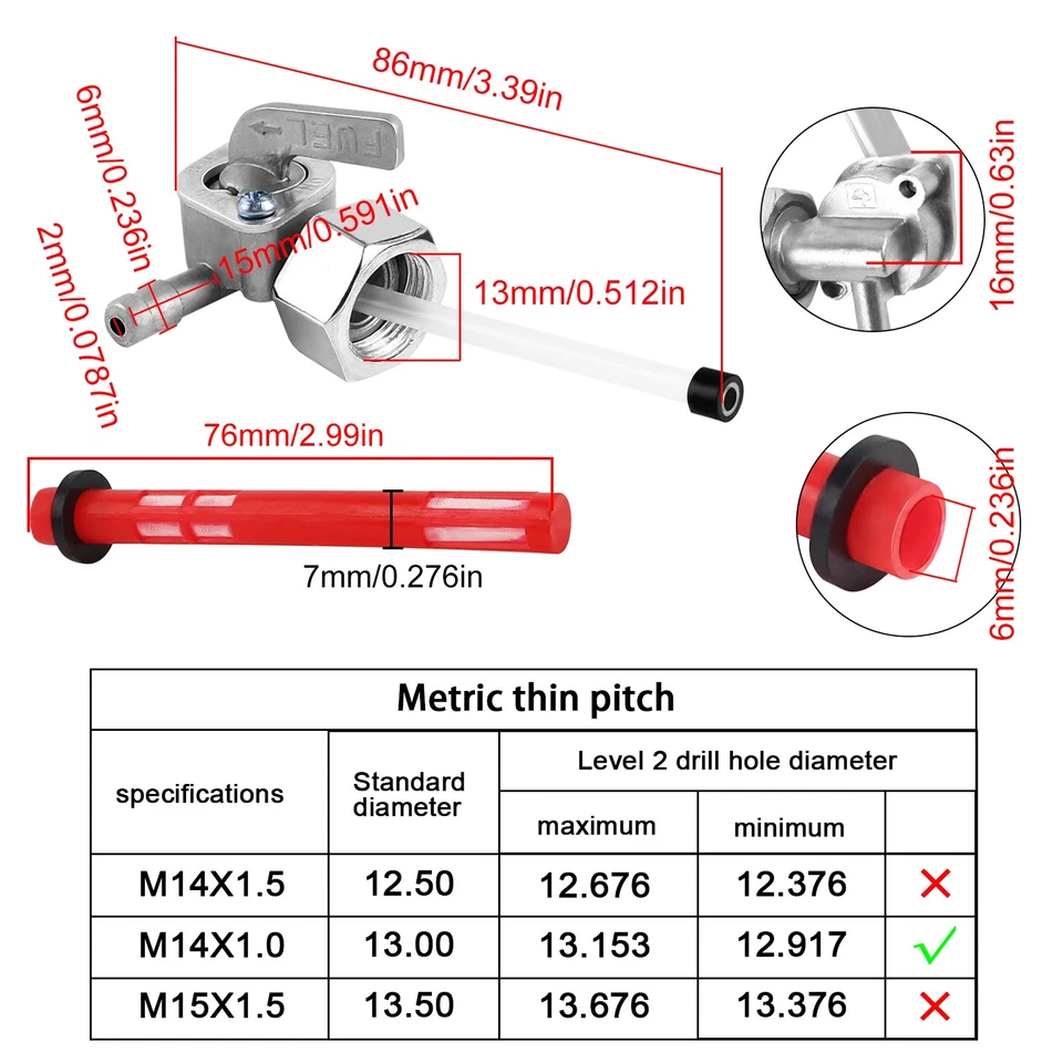 Robinet Essence pour réservoir de Honda XL 125 et CB 125 NEUF - Photo 2/4