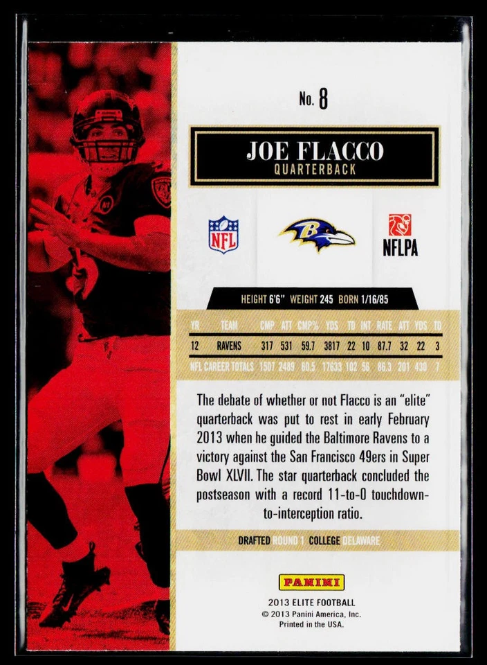 2013 Panini Elite #8 Joe Flacco - Image 2 of 2