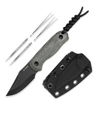 Kizer Drop Bear Fixed Knife AEB-L Black Drop Point Micarta Full Tang Sheath