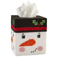Herrschners  Snowman Smiles Tissue Box Plastic Canvas Kit