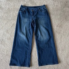 NWT Halara Flex Denim Wide Leg Jeans L Asymmetrical Button Pockets Casual