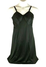 Sears Ladies Full Slip 36 Bust Black Nylon Silky Adjustable Straps Vintage