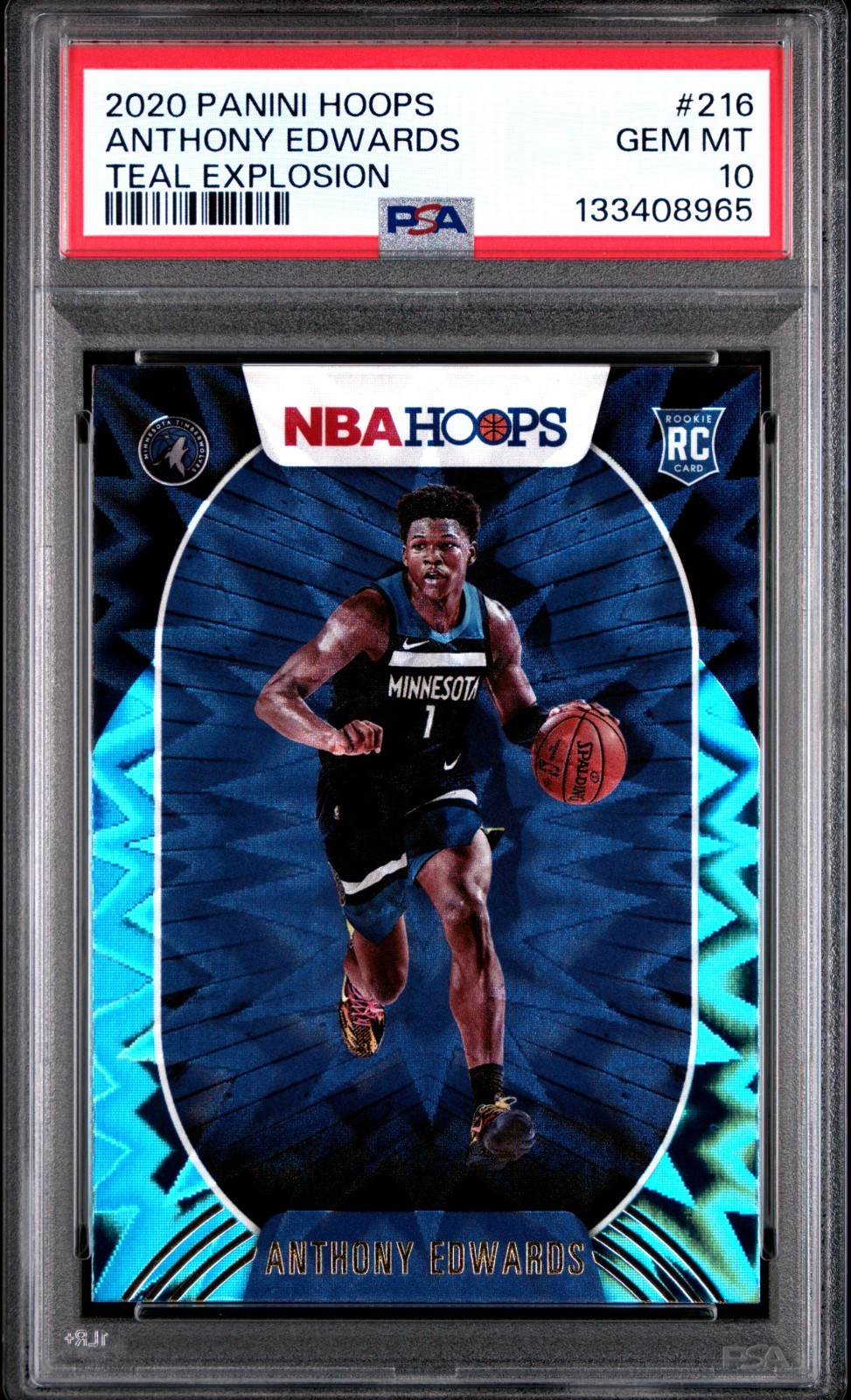 2020 Panini Hoops Anthony Edwards #216 Teal Explosion PSA 10 Gem Mint RC