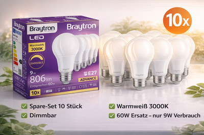 10x LED Lampe E27 dimmbar 9W 806lm ersetzt 60W Birnenform Warmweiß / Neutralweiß