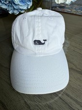 Vineyard Vines Hat W/Leather Strap White Cotton Adjustable Preppy See All Pics