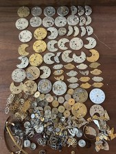 Huge Lot Vintage Antique Pocket Watch Parts Movement Dial Gears Hands