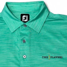 Footjoy The Players TPC Sawgrass Mens Large Green Golf Performance Polo SpaceDye