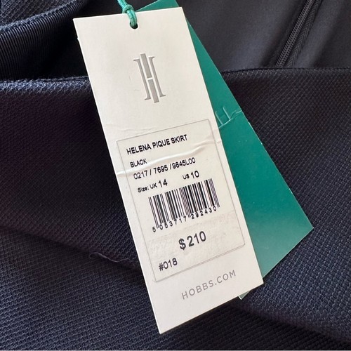 Falda Hobbs London Helena Piqué Negra Hasta la Rodilla Talla 10 Nueva con Etiquetas - Imagen 7 de 10