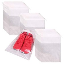 24 Pack Portable Shoe Bags for Travel Large Shoes Pouch Storage Organizer White