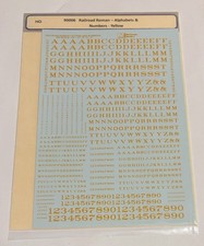 MICROSCALE HO DECAL-RAILROAD ROMAN ALPHABET/NUMBERS- YELLOW - #87-90006