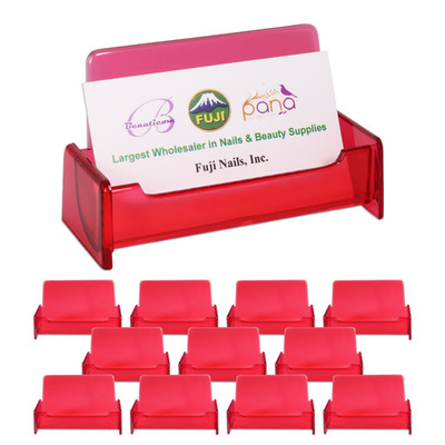 12PCS Clear Red Acrylic Office Business Name Card Holder Display Stand Desktop