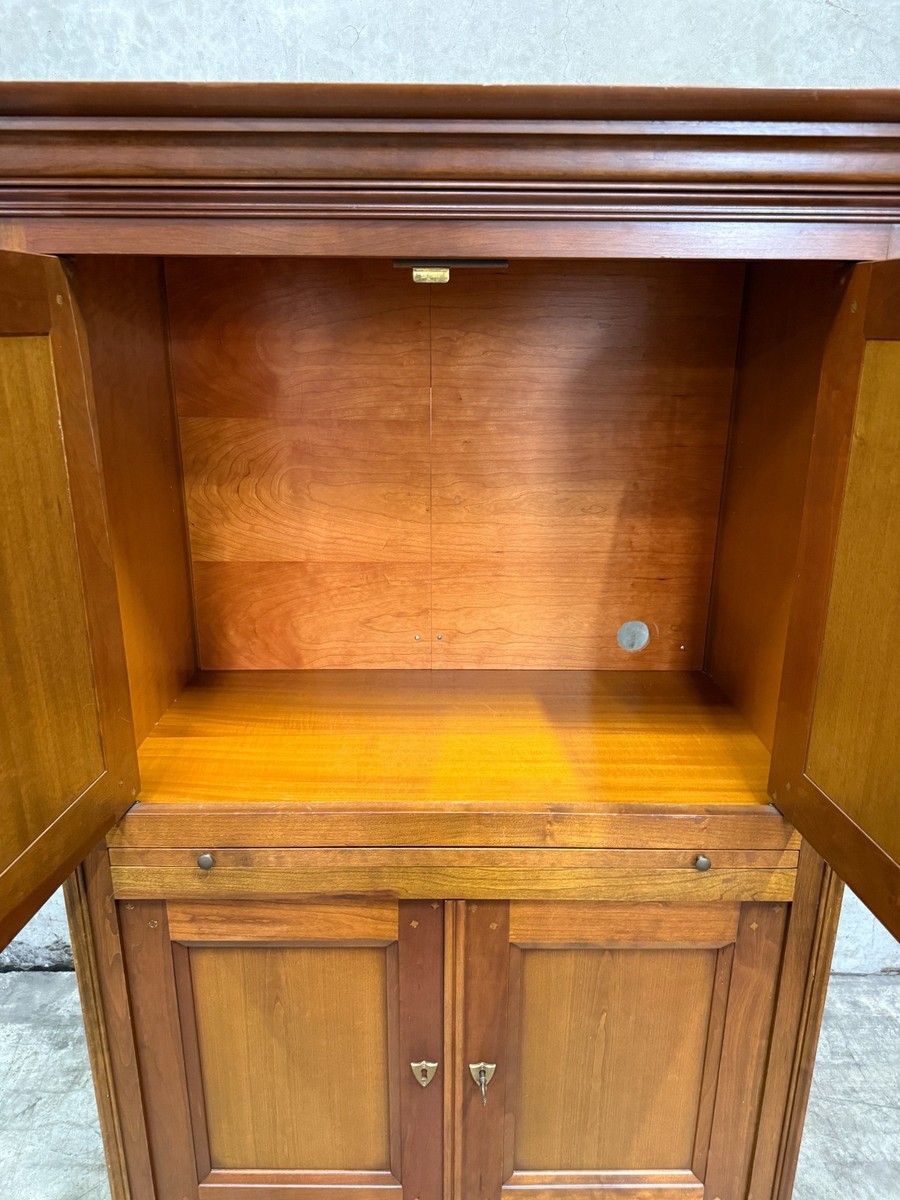 Vintage Grange French Cherry Armoire Cabinet w/ Drawer & Double