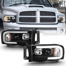 - for 2002-2005 Dodge Ram 1500 2500 3500 Black LED Tube Projector Headlights Ass