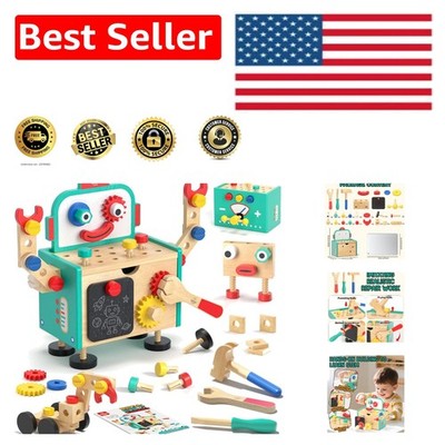 STEM Learning Wooden Tool Set for Toddlers - Engaging Robot Construction Toys