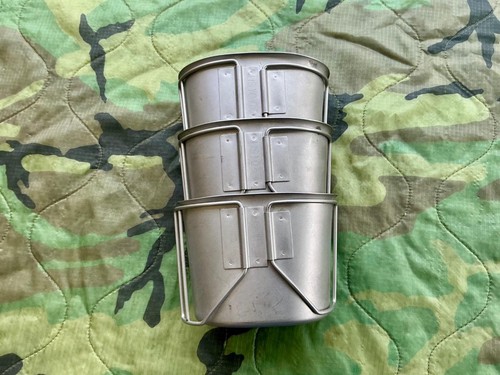3 Lot USMC Army Military Surplus Stainless CANTEEN CUP Utility Pot Mess Kit USGI