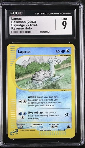 💧 CGC 9 MINT LAPRAS 2003 POKEMON SKYRIDGE #71 REVERSE FOIL (psa)