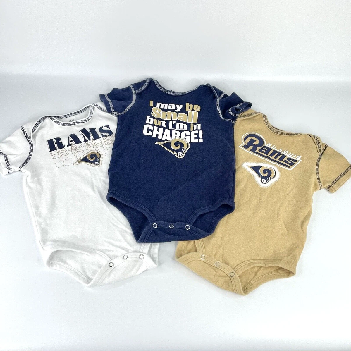 Lot of 3 St. Louis Rams Baby Clothes 18 Months One Piece Bodysuit Football  NFL