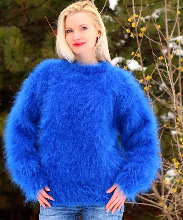 Suéter mohair difuso cuello redondo diseñador grueso tejido a mano SUPERTANYA Foto 3 de 4